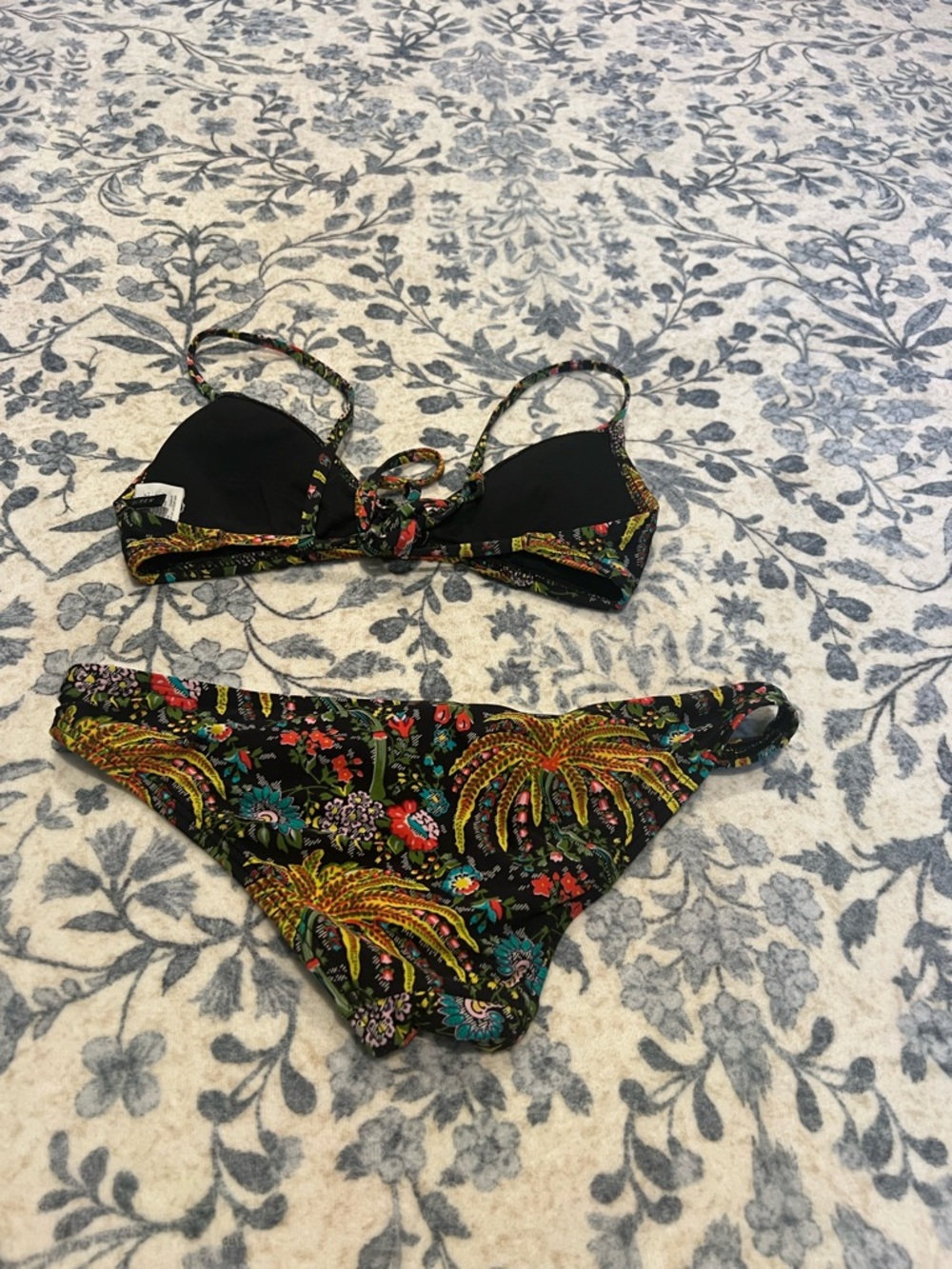 J. Crew Black Paisley Bikini Set with Multicolor Accents XS - Picture 2 of 2